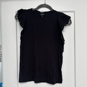 ME+EM Navy Eyelet Ruffle Sleeve Blouse